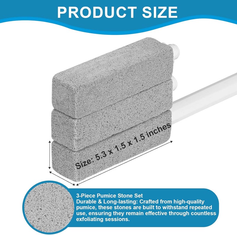 Herda 3 Packs Pumice Cleaning Stone with Extra Long Handle, Pumice Stone for Toilet Bowl Clean for Cleaning Toilets, Bathtubs, Grills, Swimming Pools, Sinks - Image 3